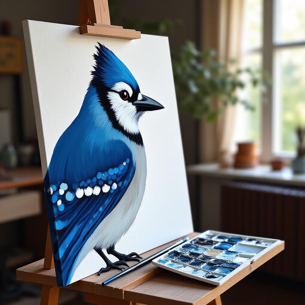 Bespoke bird portrait artwork in progress